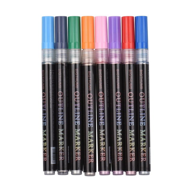 Amdohai BIGTHUMB 8/12/24 Colors Outline Markers Double Line Marker Paint Pens Set for DIY Art Crafts