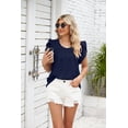 thumbnail image 6 of Summer Round Neck Petal Sleeve Chiffon Short Sleeve Loose Women's T-shirt Top, 6 of 8
