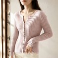 thumbnail image 2 of Breezora Women's Solid Color Knit Cardigan Sweater Long Sleeve Round Neck Open Front Lightweight Fall Blouse Top M Size Khaki, 2 of 6