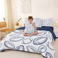 thumbnail image 3 of Castle Fairy Sport Football King Bedding 7pcs, Ball Game King Bed in a Bag, White Navy,Navy Blue Reversible, 3 of 7