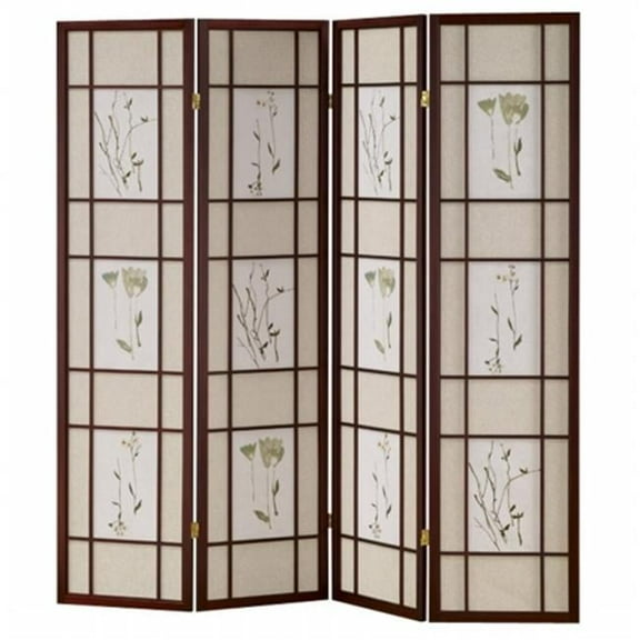 Ore International R5443 - 4 4 Panel Shoji Screen  -  Cherry