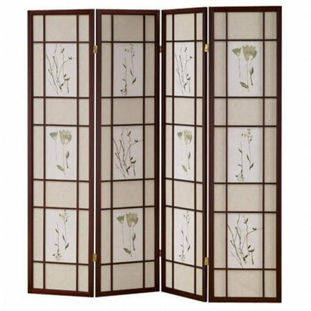 Ore International R5443 - 4 4 Panel Shoji Screen - Cherry