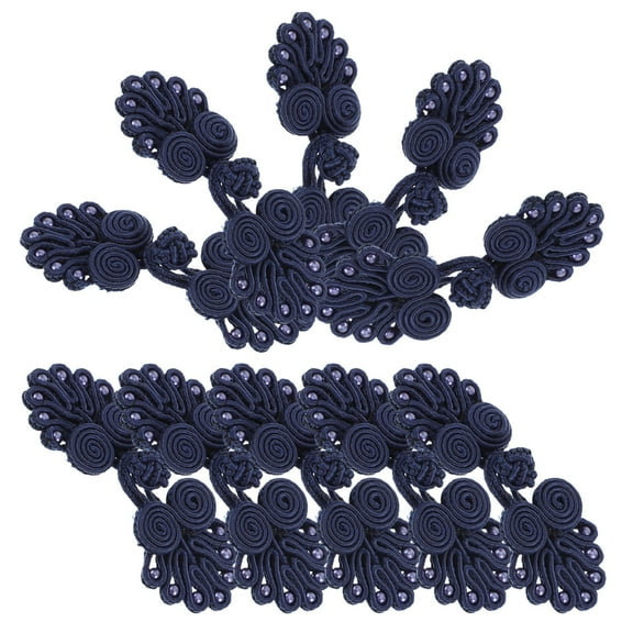 Worgeous 10 Pairs Button Loops Cheongsam Button Dark Blue Polypropylene Fiber Sewing Fastener For Garments
