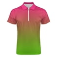 thumbnail image 4 of Pink Green Gradient Men Zipper T-shirt Summer Casual Short Sleeve T-shirt Top, 4 of 7