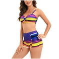 thumbnail image 4 of ZKCCNUK Womens Swimsuits Ladies Fashion Multicolor Gradient Color Print Hollow Out Women's Split Boxer Pants Swimsuit Womens Swimsuits Tummy Control on Clearance, 4 of 8
