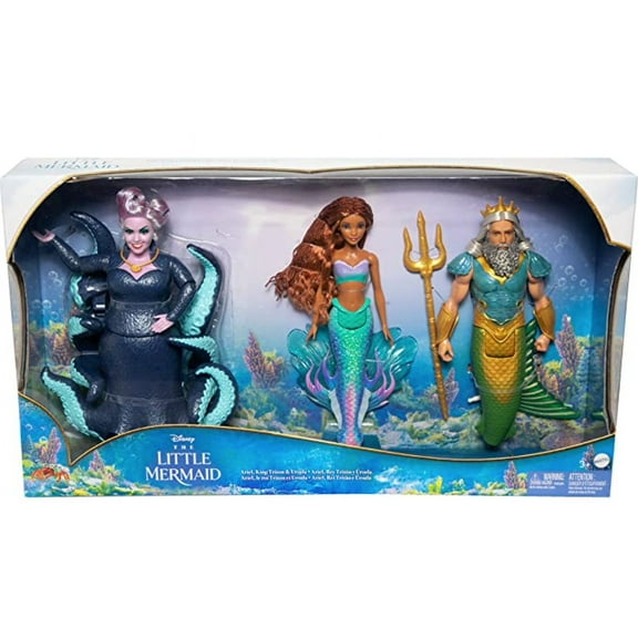Disney The Little Mermaid Ariel, King Triton & Ursula Doll 3-Pack