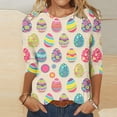 thumbnail image 2 of Savings Easter 3/4 Sleeve Round Neck Shirts Women Casual Cute Print Tee Summer Lightweight Pullover Tops (2XL, Beige), 2 of 5