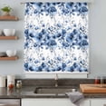 thumbnail image 4 of Blue Floral Sheer Curtains 45 Inches Long, Vintage Farmhouse Garden Flower Leaves Light Filering Curtains, Breathable Simi Curtain Privacy Drapes for Kitchen Bathroom Small Window Treatment, 4 of 9