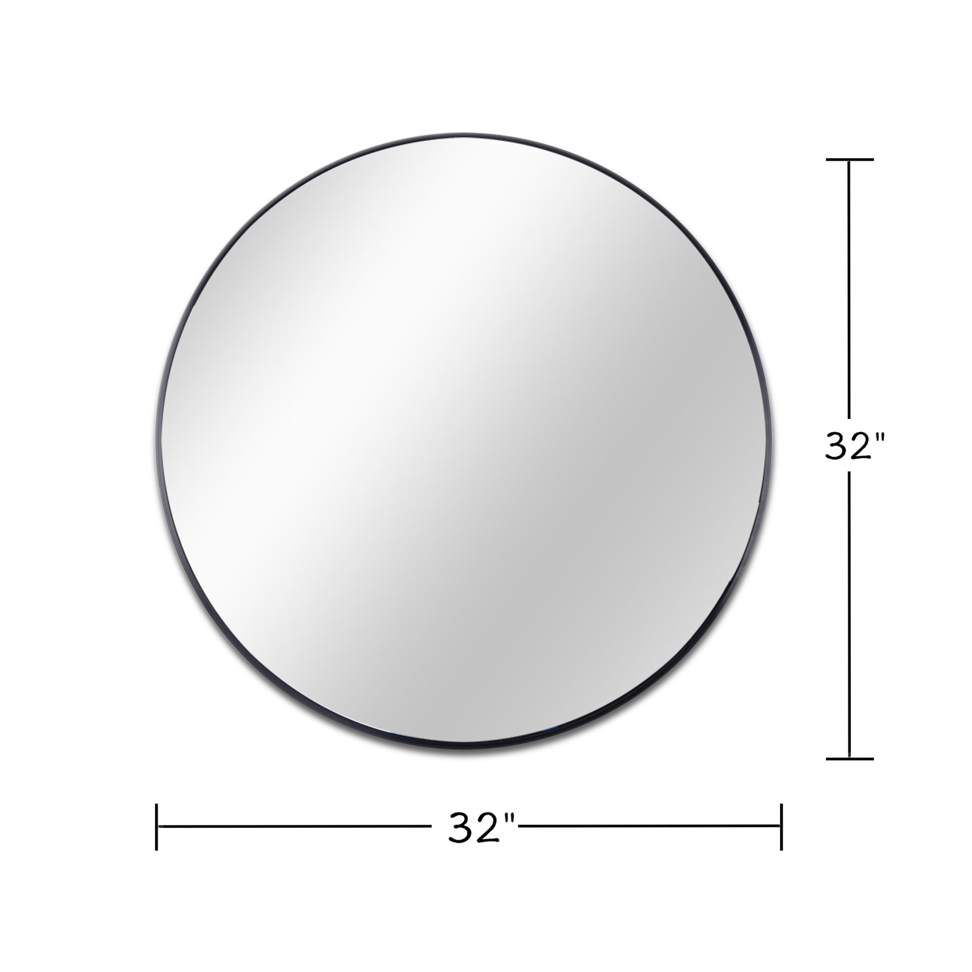 32" Round Wall Mirror,Modern Circle Mirror Hanging or Wall Mounted,Black