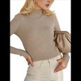 thumbnail image 2 of Suéter de Cuello Alto Acanalado para Mujer, Larga, Blusa Térmica de Peso Medio Caqui un Tamaño, 2 of 10