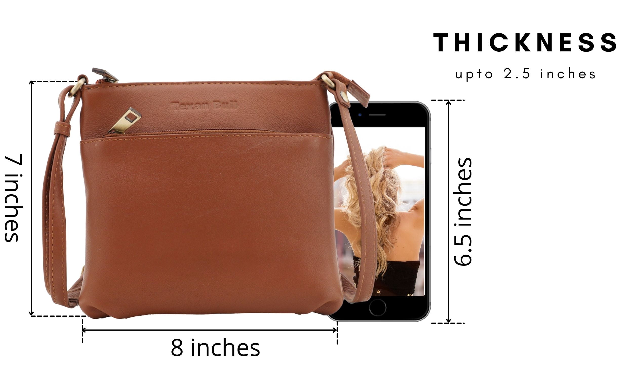 Texan Bull Leather Crossbody Bags For Women-Adjustable Shoulder Strap Women Purses Travel Handbags