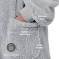 thumbnail image 3 of Cozy Comfort Sherpa Wearable Blanket Sweatshirt - Oversized Hoodie Blanket, Adult Blanket Sweater, Warm Fleece Blanket Jacket with Zippers and Deep Pockets (Dark Grey, Oversize), 3 of 6