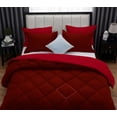thumbnail image 6 of D.N.G. BEDDINGS 3 Piece Luxury Reversible Diamond Pattern Comforter Set Premium Super Soft, All Season 800 TC, 100% Egyptian Cotton Oversized Super King Size Burgundy/Red Solid Color, 6 of 7