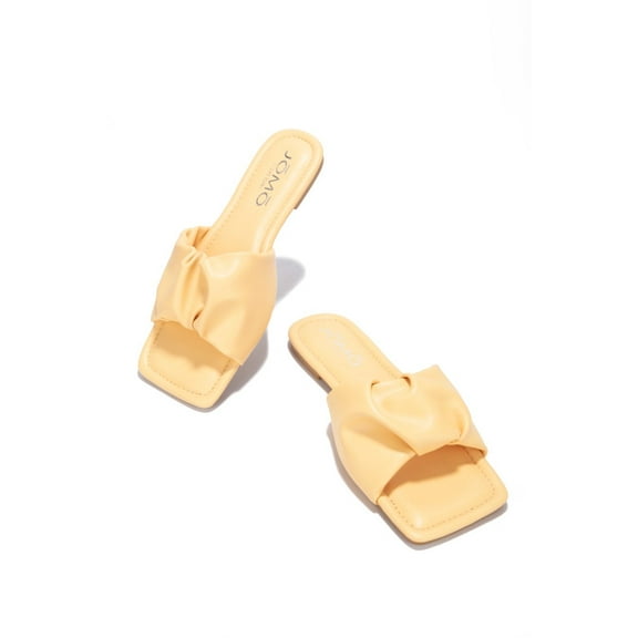 Cape Robbin JOMO Rangoon Sandals Slides Womens Open Toe Mule Slip On Slide Shoes (Nude, 6)