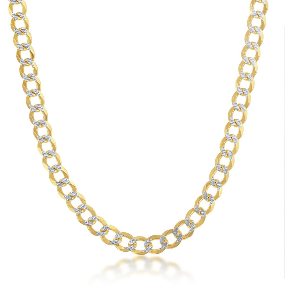 .925 sterling silver miami cuban curb chain 14K gold plated  2mm-5mm 18" to 24" 