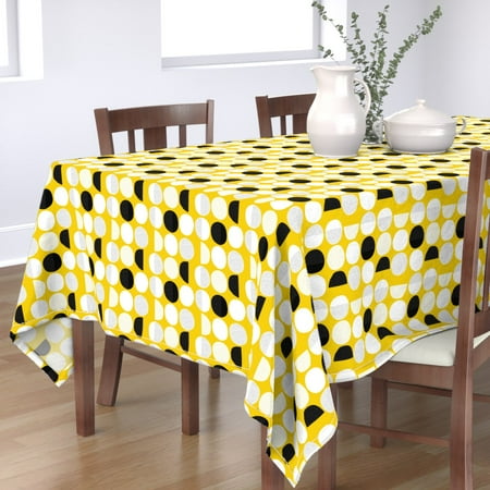 

Cotton Sateen Tablecloth 70 x 120 - Moon Cycle Mod Yellow Abstract Circles Minimal Dots Scandi Retro Baby Print Custom Table Linens by Spoonflower