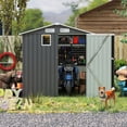 thumbnail image 3 of DTTRA 6 x 8 FT Outdoor Steel Storage Shed, Compact Metal Tool Shed with Lockable Doors and Clear Window, Weather-Resistant Garden Utility Shed for Backyard, Patio & Bike Storage, 3 of 9