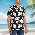 thumbnail image 3 of Pofeuu Lilies Flowers Print Hawaiian Shirt for Men Sleeves Casual Button Down Summer Beach Dress Shirts T-Shirts,Medium, 3 of 7
