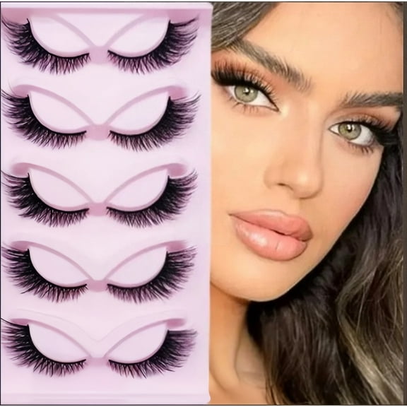 False Lashes Eyelashes Extension Cluster 5 Pairs Faux Mink Fluffy Long Full Look Eye Bottom Russian Strip D Curl Dramatic Halloween Cosplay