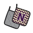 thumbnail image 2 of Letter N Chevron Purple and Gold Pair of Pot Holders, 2 of 2