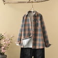thumbnail image 3 of ylioge Shackets for Women 2023 with Pockets, Womens Thermal Warm Thicken Fleece Plaid Jackets Casual Long Sleeve Lapel Solid Color Button Lightweight Cardigan Fall, 3 of 5