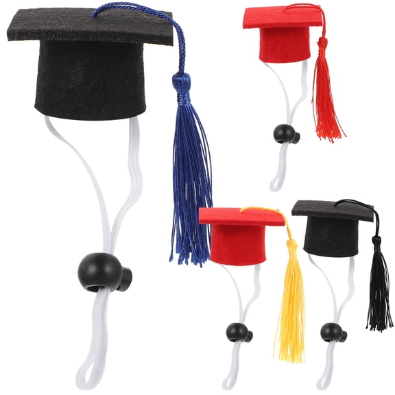 Luxshiny 4-Pack Pet Graduation Caps in Assorted Colors, Easy to Wear Dog and Cat Party Hats for Holiday Celebrations