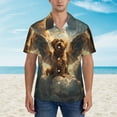 thumbnail image 2 of Pofeuu Cloud Rainbow Winged Dog Print Hawaiian Shirt for Men Sleeves Casual Button Down Summer Beach Dress Shirts T-Shirts,3X-Large, 2 of 7