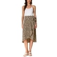 thumbnail image 2 of INSPIRE CHIC Women's Printed Skirt Tie Front Split Floral Wrap Midi Skirts S Khaki, 2 of 5