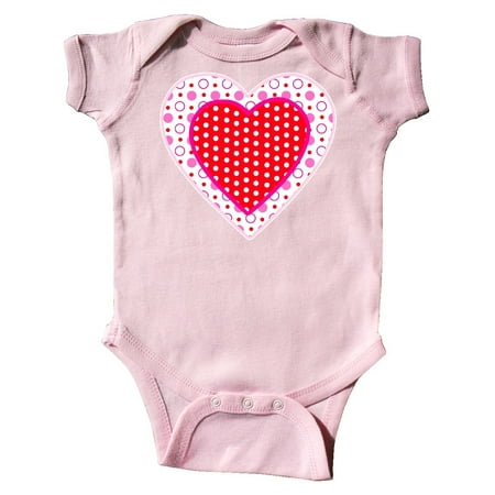 

Inktastic Valentine Red Heart with Dots Gift Baby Boy or Baby Girl Bodysuit
