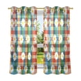 thumbnail image 6 of Yayeee Window Curtains Light Filtering 63"x52" Grommet Panel Pair Home Living Room Decor, Green Checkered Daisy, 6 of 7