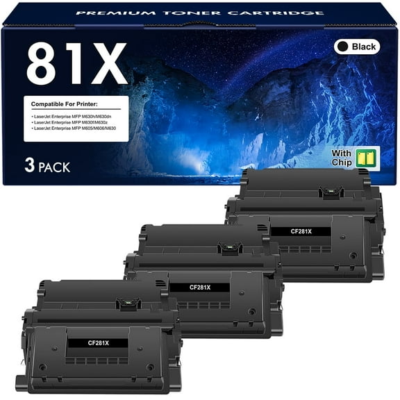 81X Toner Cartridge Compatible Jumbo Toner Cartridge Replacementr for HP 81X CF281X 81A CF281A High Yield (Black, 3-Pack)