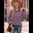 thumbnail image 4 of Camisas de Larga para Mujer, Suéteres, Conjuntos de Otoño, Bloques de Color, Ropa de Invierno, Elegantes, Informales, Suaves. Púrpura L, 4 of 7