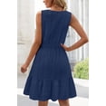 thumbnail image 4 of Merokeety Summer Dress for Women V Neck Flowy Vacation Mini Dress with Pockets Navy m, 4 of 6
