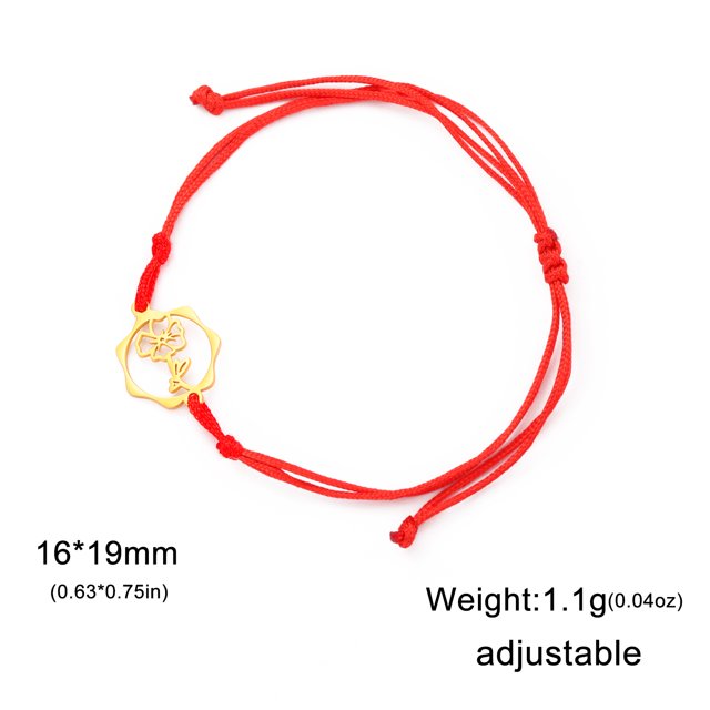 CJie Pulsera con dijes de Rosa y Flor de nacimiento para mujer, cadena roja de la suerte, pulsera de acero inoxidable, joyer铆a minimalista de moda