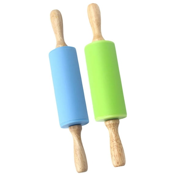 Tineasur 2Pcs Classic Design Mini Rolling Pin Kitchen Use for Pizza Accessories Green