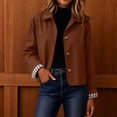 thumbnail image 5 of Umfun Cropped Jackets for Women Collared Button Down Casual Fall Winter Lightweight Coats for Women with Contrast Cuff Detail for Work Office and Daily Wear Activities, 5 of 9