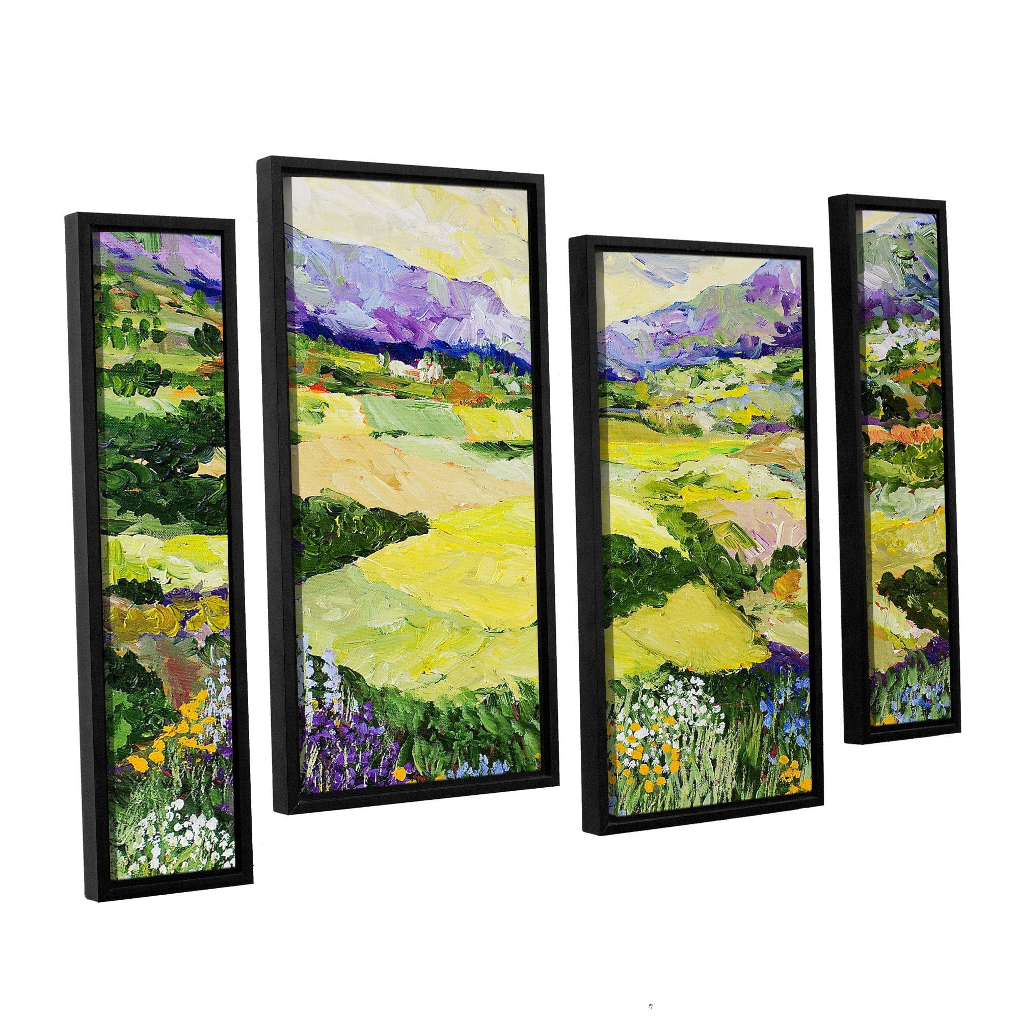 ArtWall Allan Friedlander "Cool Grass" 4-Piece Floater Framed Canvas Staggered Set