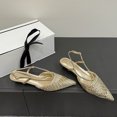 thumbnail image 1 of COTEMP25 Sandales à Talon Bas Rétro Pointu design Français Tissé à la Main Chaussures à Bout Fermé pour Femmes, 1 of 1