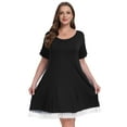 thumbnail image 2 of VEPKUL Women's Plus Size Casual Printed Round Neck Lace Button Short Sleeves Dress Black_1X, 2 of 7