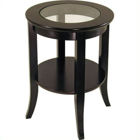 Winsome Wood Genoa Round End Table With, Winsome Wood Maya Round Coffee Table Black Top Metal Legs