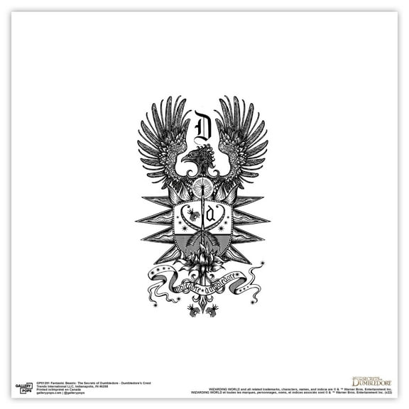 Gallery Pops Fantastic Beasts: The Secrets of Dumbledore - Dumbledore's Crest Wall Art, Unframed Version, 12" x 12"