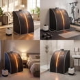 thumbnail image 2 of YUSAZENS 2 Person Foldable Infrared Sauna Tent, Black Blue Fan Shaped 5-Layer Waterproof 600D Quilted Fabric, 1000W Fast Heating Ultrasonic Therapy Tent for Home Indoor RV Spa, 2 of 5