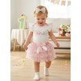 thumbnail image 5 of RUINIXCW Baby Girl First Birthday Cake Mesh Outfit 1st Birthday Clothes One Years Old Rainbow Sprinkles Fly Sleeve Romper Tulle Tutu Skirt Headband 3 Piece Set, 5 of 9