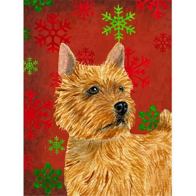 Carolines Treasures SS4706CHF Norwich Terrier Drapeau de Noël Rouge Vert Flocons de Neige Toile Taille Maison