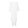 thumbnail image 4 of Top De Manga Larga + Pantalones Camisas de mujer + Pantalones de pierna ancha Casual Algodón Lino Dama Chándal 2 piezas Traje de ropa Ygjytge M Blanco para Mujer, 4 of 9