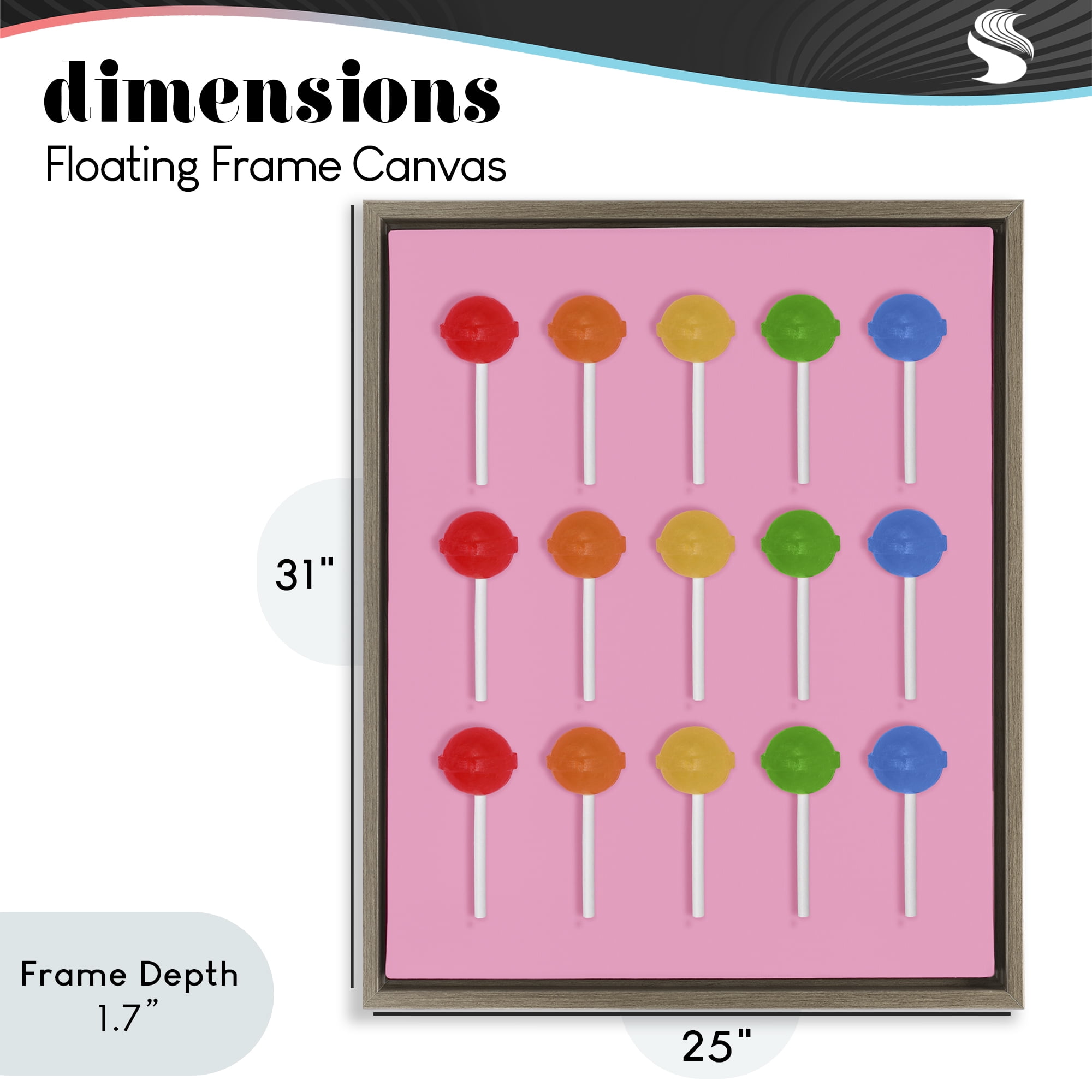 Stupell Industries Colorful Lollipop Grid Brown Framed Floater Canvas Wall Art, design by LISH Creative