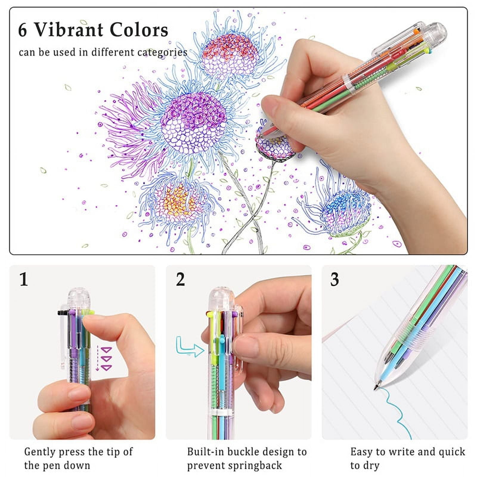 Hicarer 20 Pack 6-in-1 Retractable Ballpoint Pens 6-Color Ballpoint Pen Multicolor Pens for Office School Supplies Students Children Gift