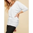 thumbnail image 4 of Made by Johnny Women's V-Neck 3/4 Sleeve Dolman Top with Side Shirring XL WHITE, 4 of 6