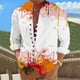 thumbnail image 3 of Camisas De Vestir Para Hombre Azul Camisa de manga larga con estampado digital 3D y soporte con botones sueltos para hombre, vacaciones, playa, ocio (Orange, XL), 3 of 4