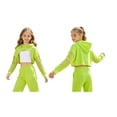 thumbnail image 3 of Aislor Girls Mesh Long Sleeve Drawstring Hooded Crop Top for Hip Hop Jazz Dancewear Fluorescent Green 10, 3 of 7